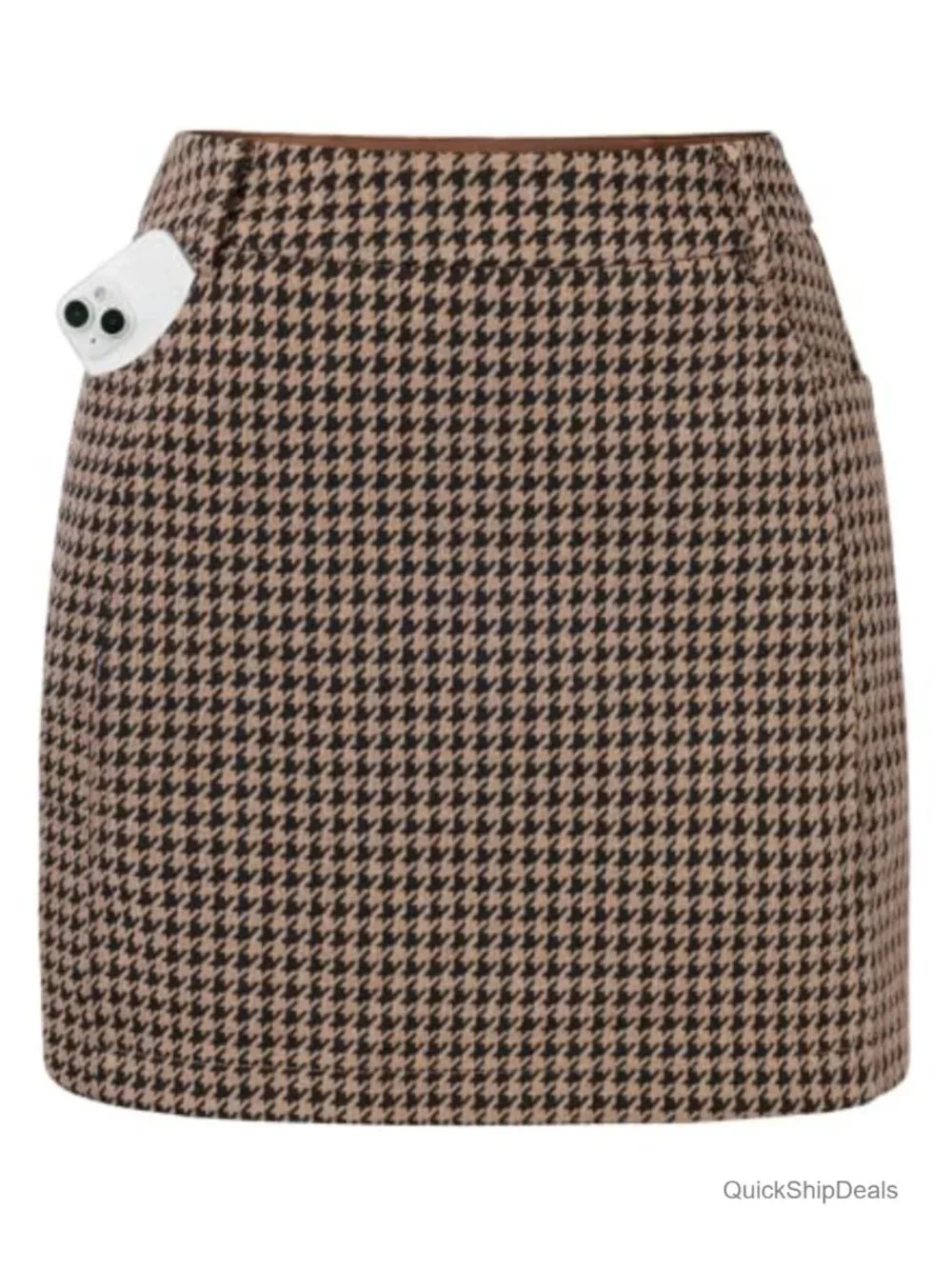 High Waist Plaid Mini Skort with Pockets